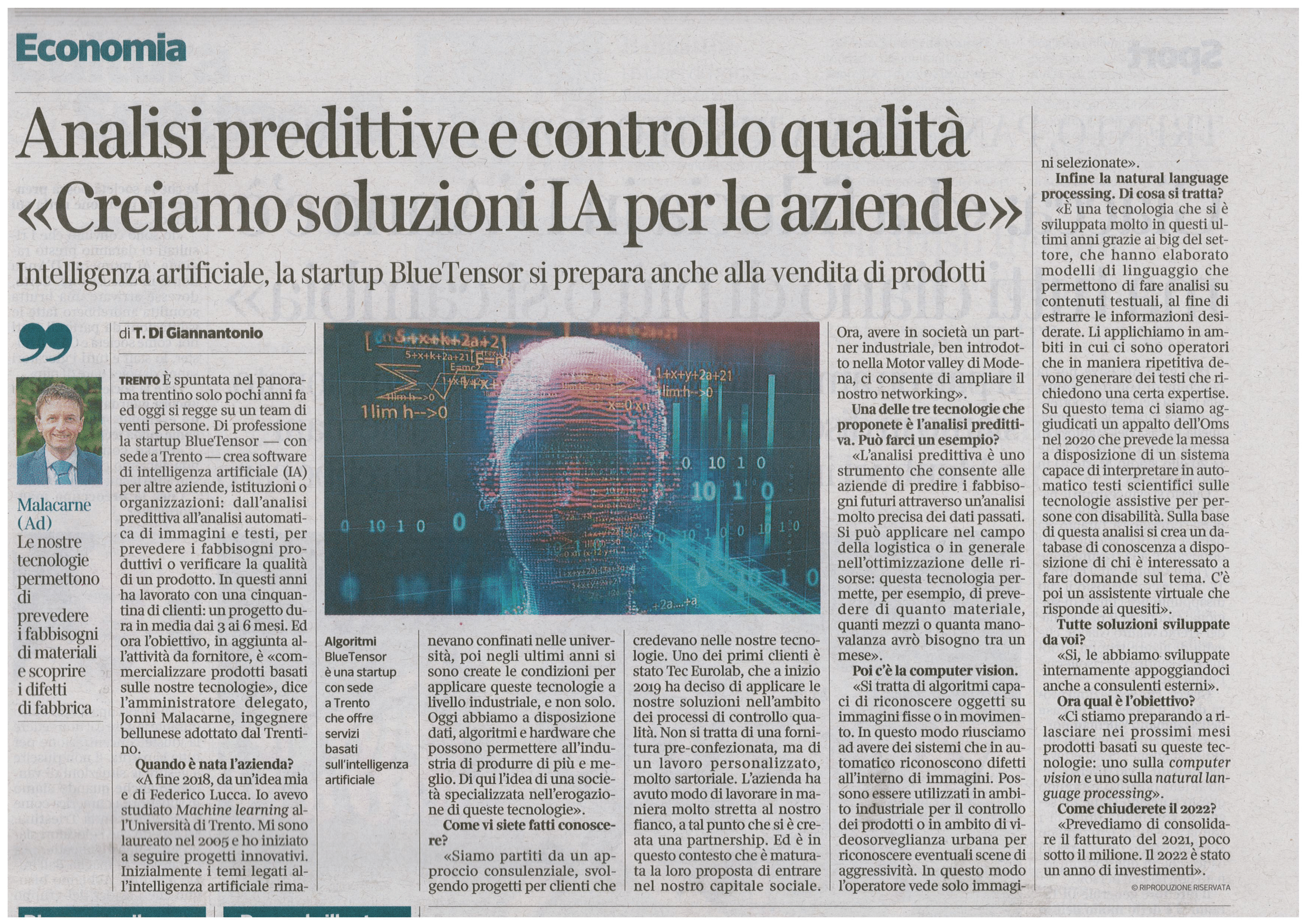 Intervista Il Corriere del Trentino / 4 ottobre 2022